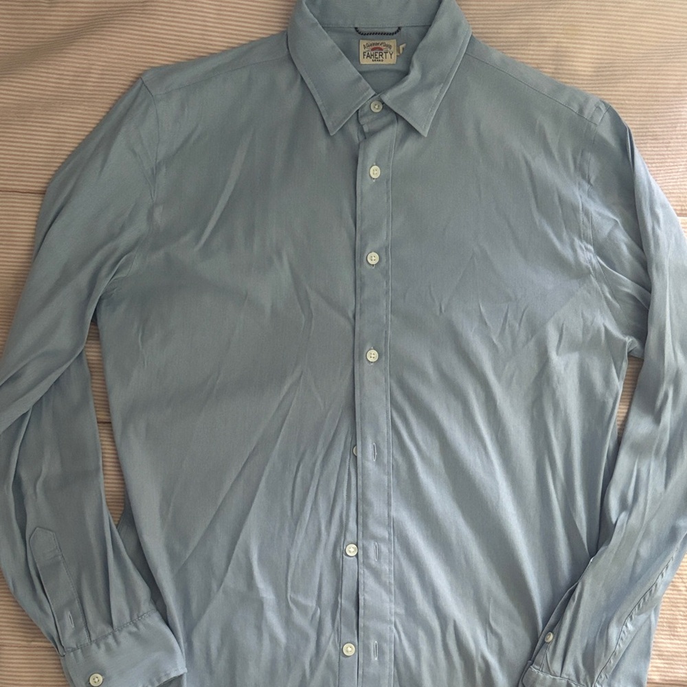 Faherty Light Blue Button-Down Shirt